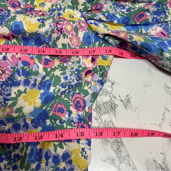 En Saison Ruched Floral Puff Sleeve Mini Day Dress Sz M - Picture 5 of 8